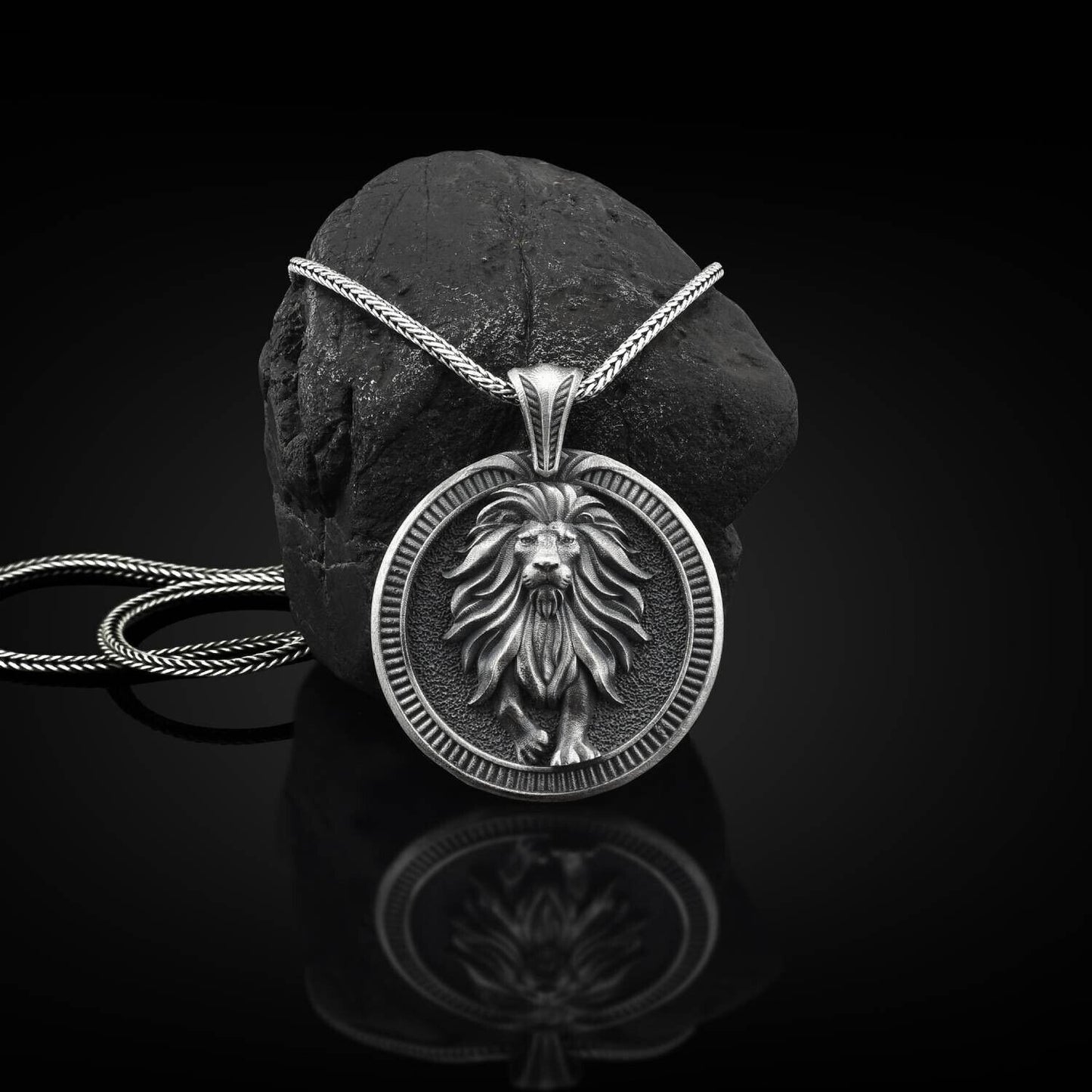 Lion Pendant Zodiac Sign Necklace Gift Sterling Silver 925