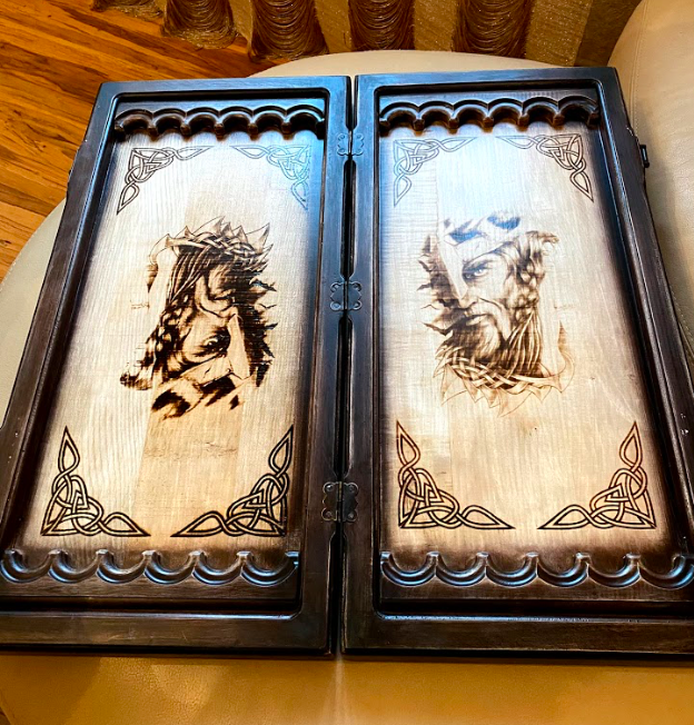 Exclusive Backgammon "Viking" – A Handcrafted Tribute to Nordic Valor and Strategic Mastery (58x28cm / 22.8x11 inches)