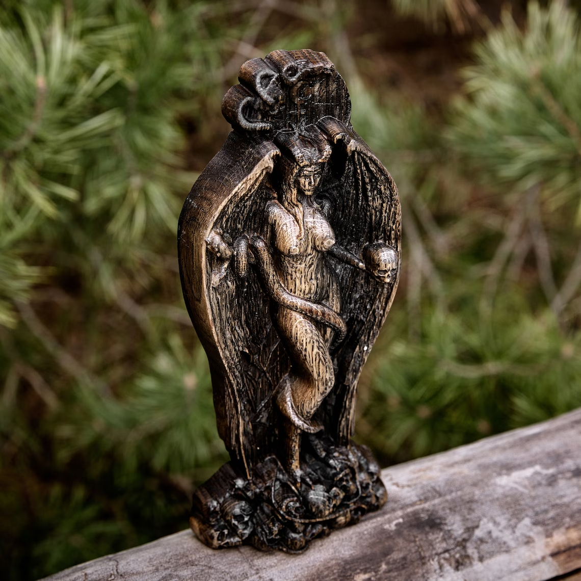 Lilith, Ishtar, Inanna, Handcrafted Wooden Statue of Goddess Lilith - Exquisite