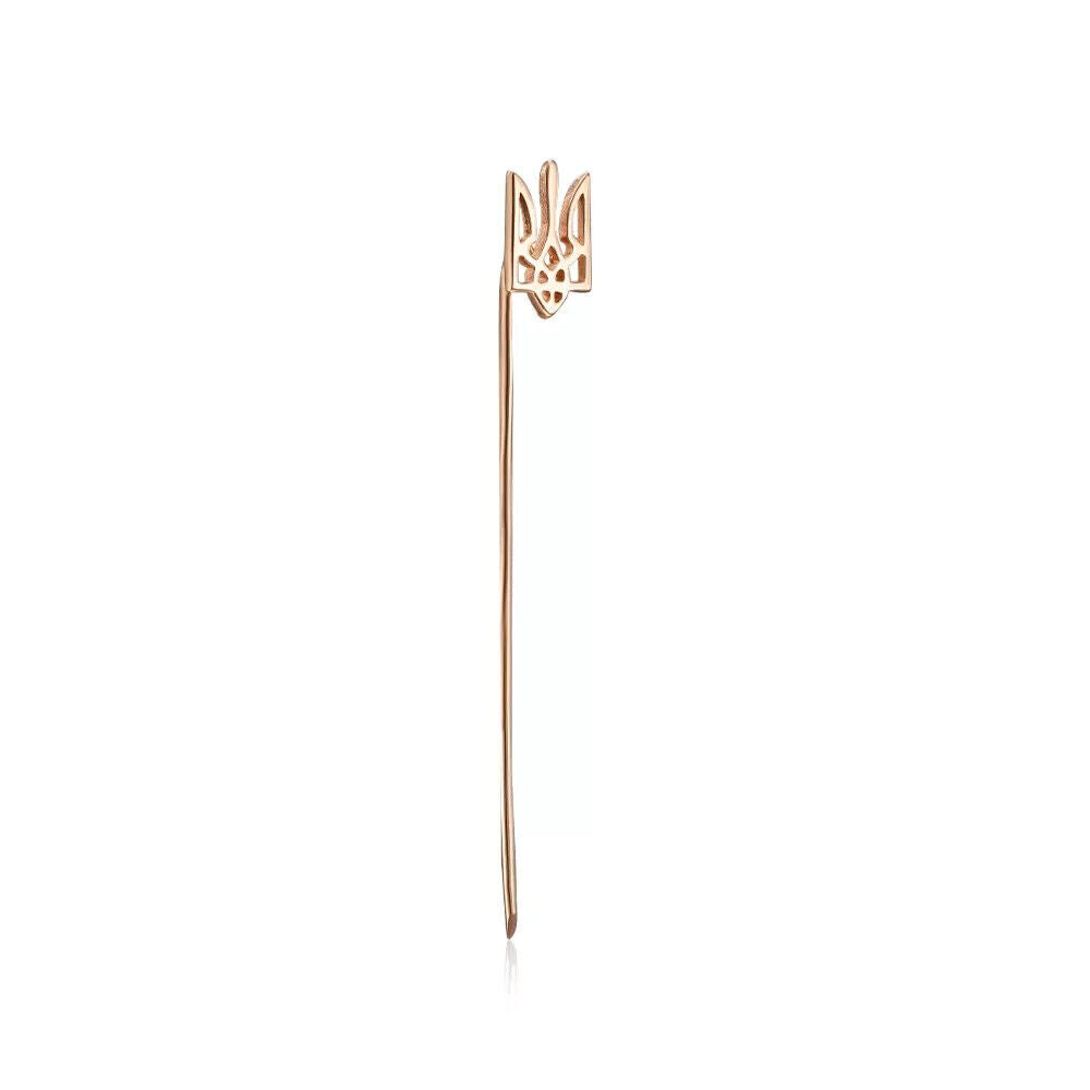 Hair Pin Brooch Ukrainian Trident Tryzub Ukraine Women Jewelry 14k gold (585)