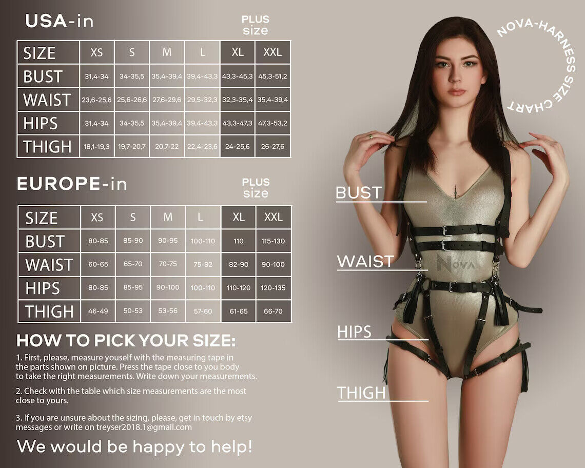 NEW Leather Harness Chest Women Waist Belt Body Cage Thigh Valentine Gift
