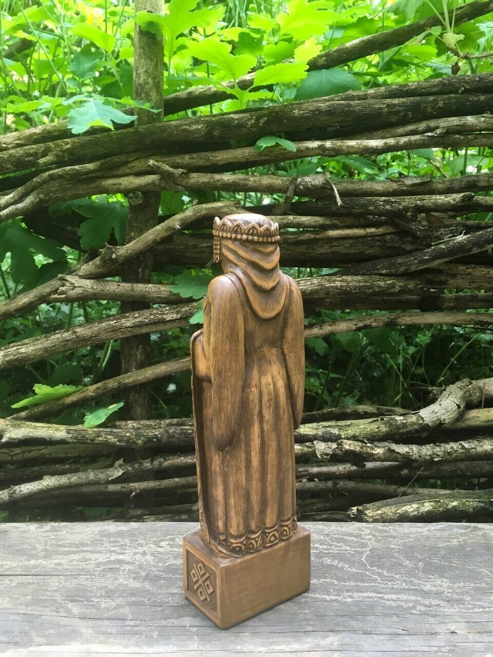Makosh Statue Slaviс God Wooden Carved Figure Wood Handmade Decor Height 10 in