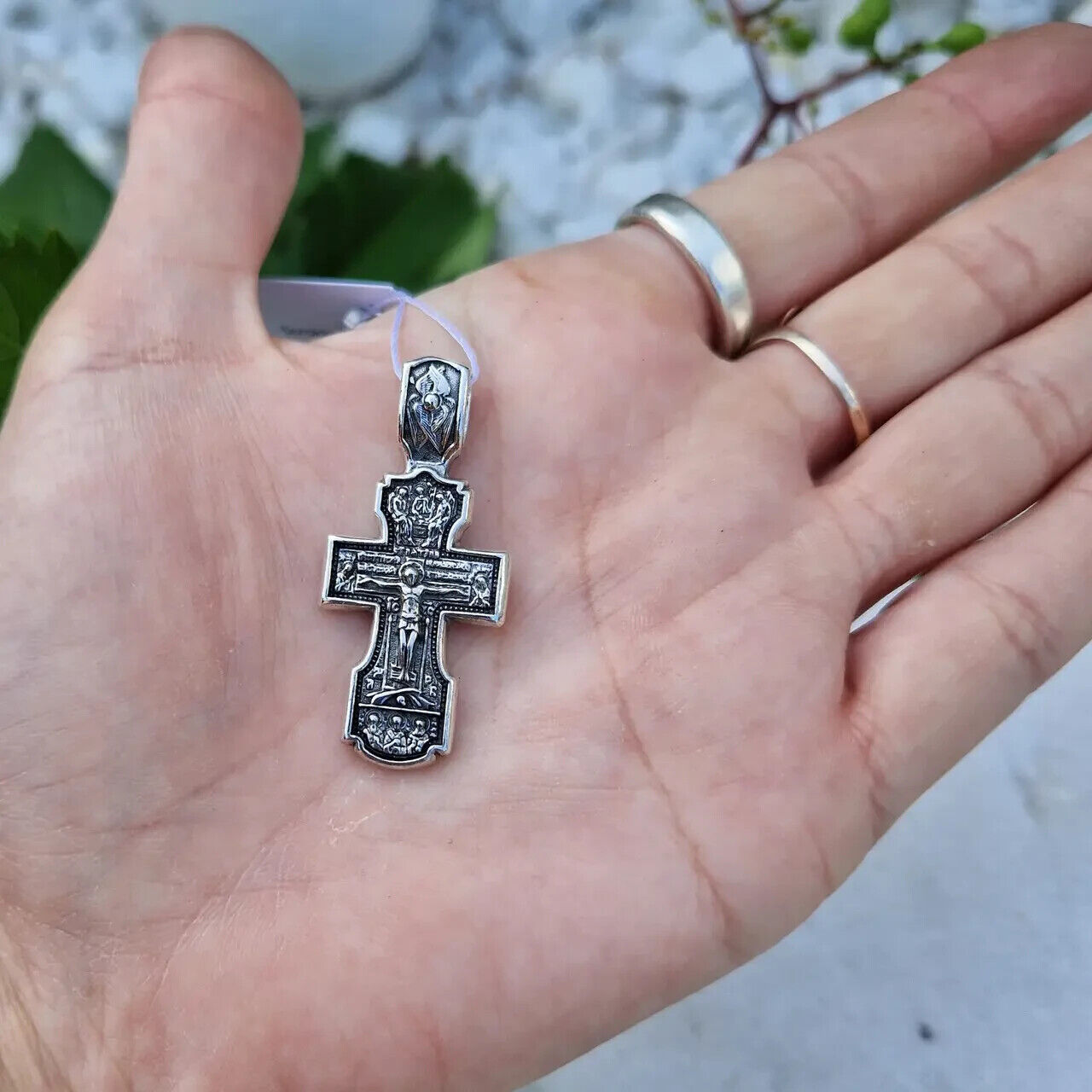 New Pendant Cross Jesus Christ Crucifix Orthodox Necklac Sterling 925 Silver Men