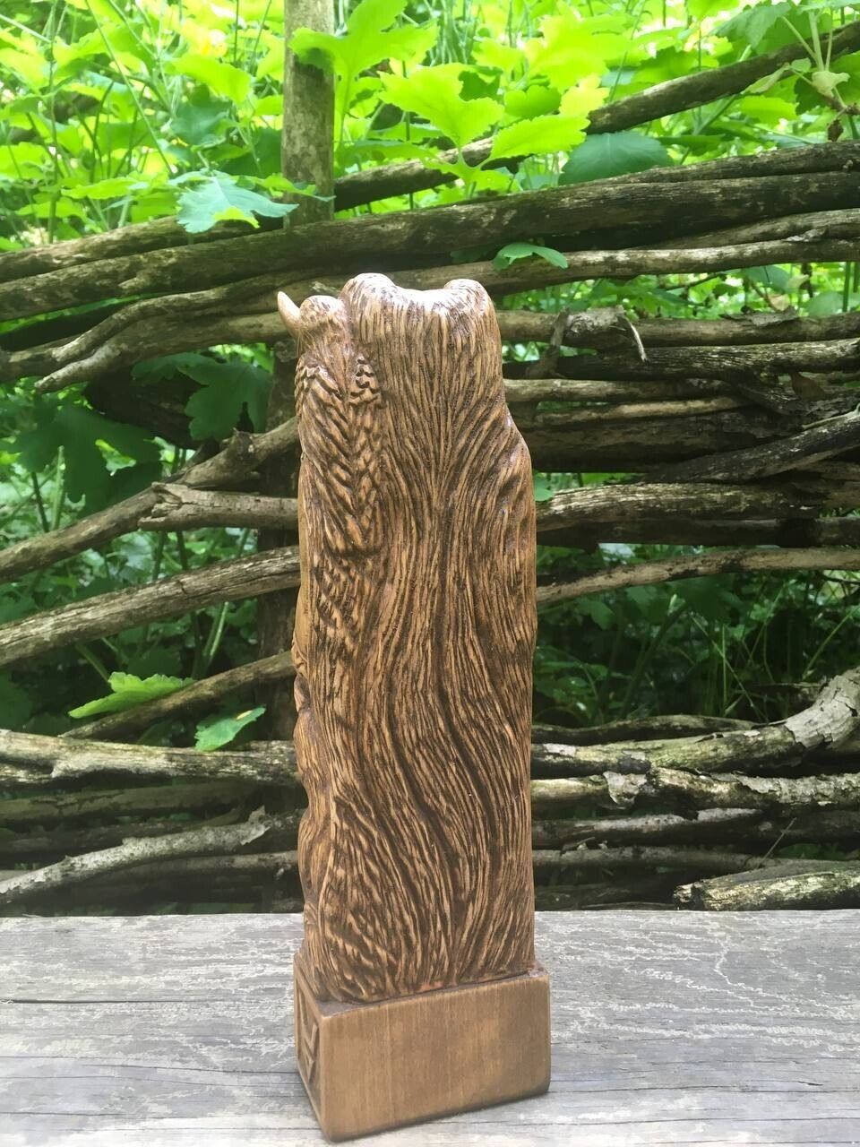 Veles Statue Slaviс God Wooden Carved Figure Wood Handmade Decor Height 10in