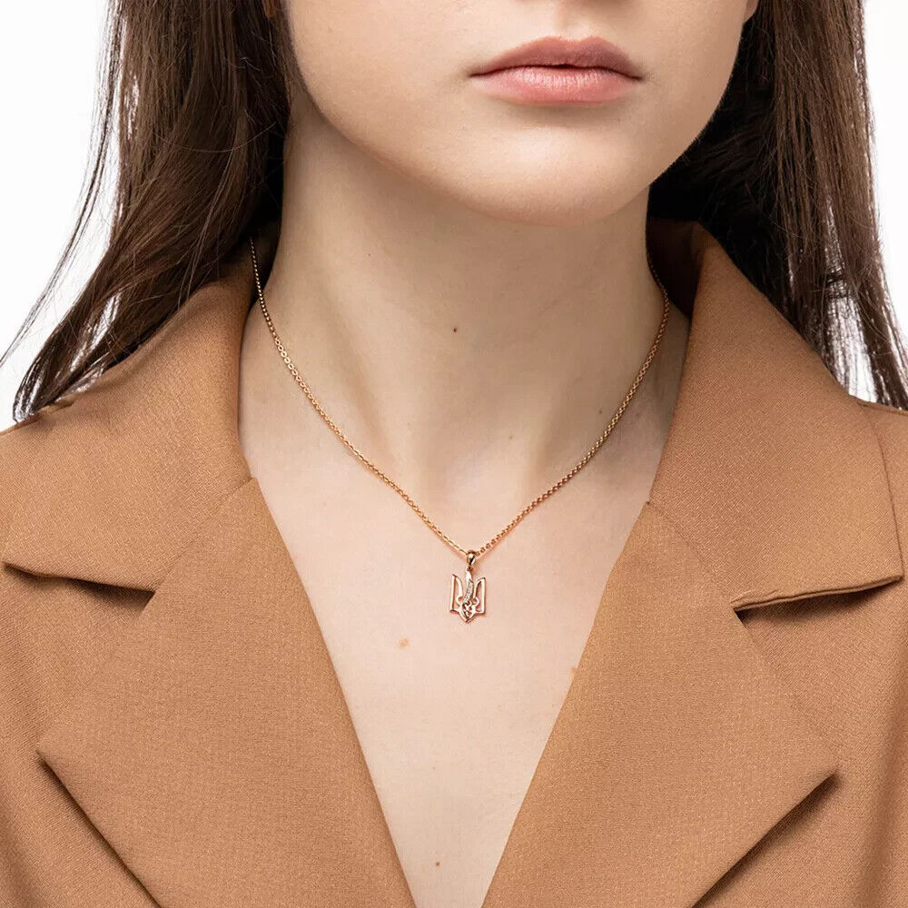 Pendant Ukrainian - Trident Тризуб Ukraine Necklace Jewelry Charm 14k gold (585)