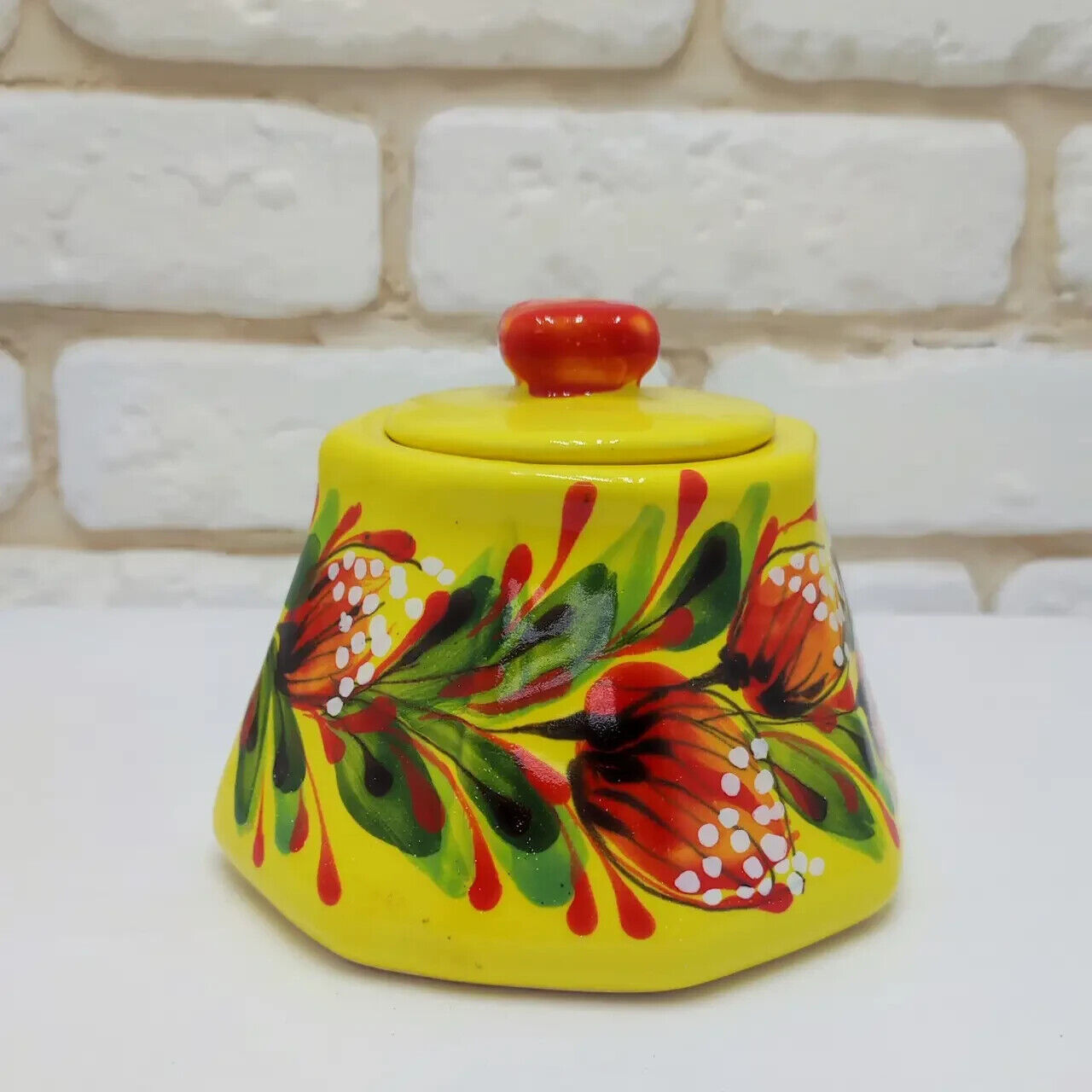 New Sugar Bowl Ceramic Ukraine Flowers Gift Hand Painted Vintage Style Honey Pot