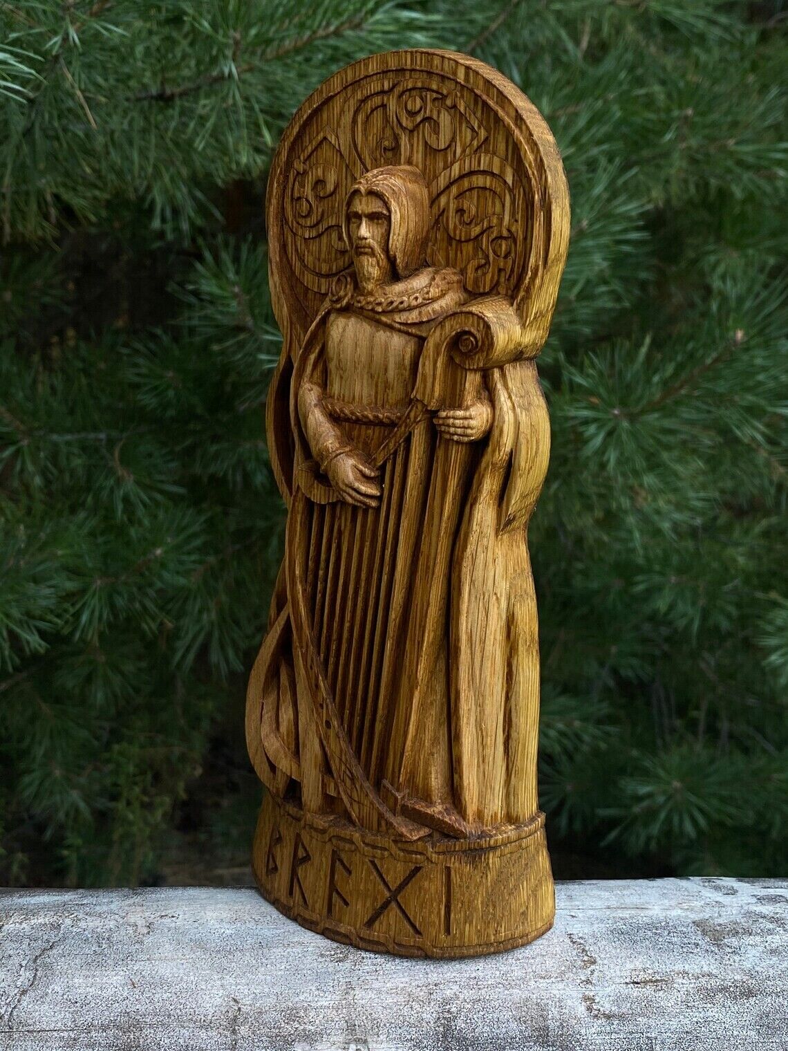 Bragi God Viking Wooden Carved Statue Pagan Pagan God Altar Sculpture Pantheon