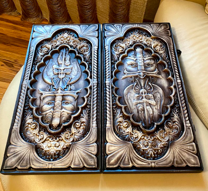 Exclusive Backgammon "Viking" – A Handcrafted Tribute to Nordic Valor and Strategic Mastery (58x28cm / 22.8x11 inches)