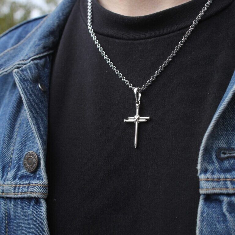 Silver 925 Pendant Cross Nails Without Crucifix Jewelry Necklace