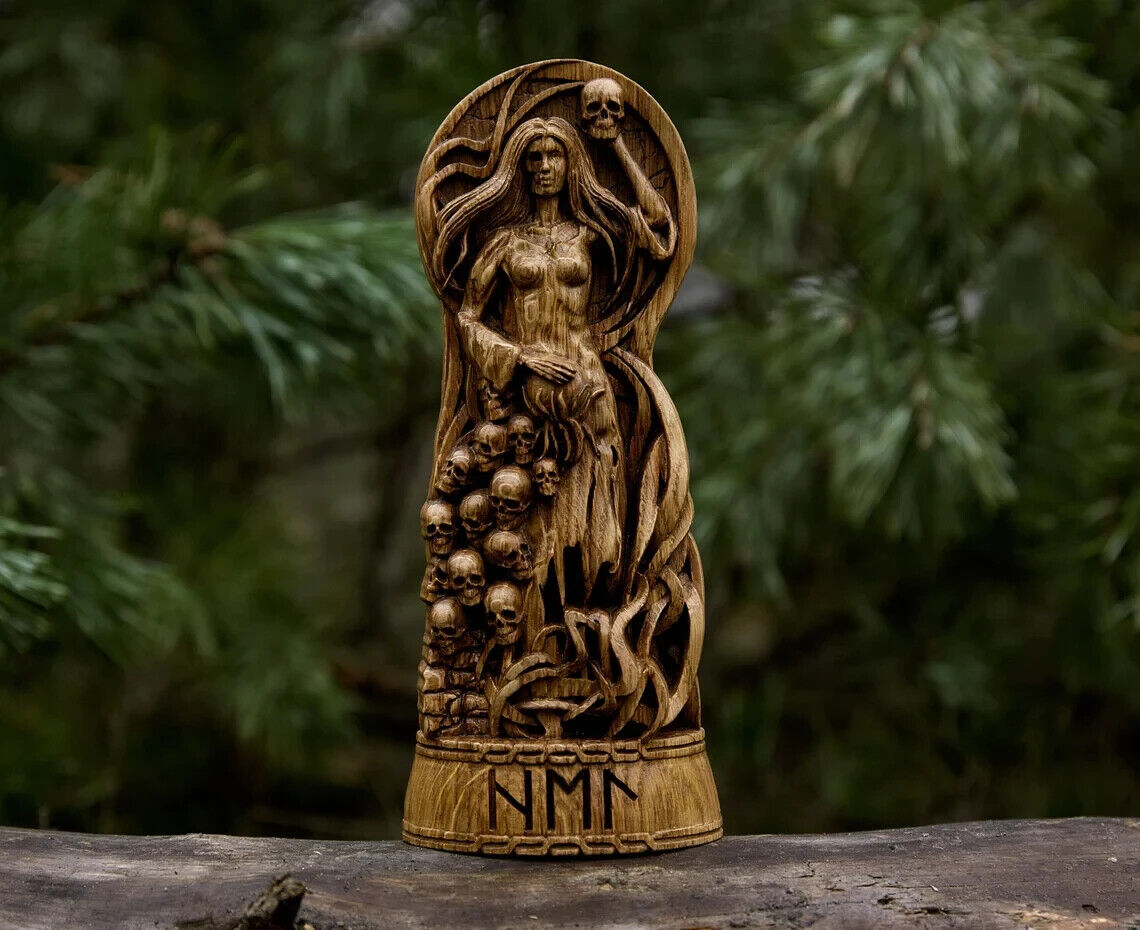 Hell Goddes Viking God Wooden Carved Statue Pagan Paganism Altar Sculpture New