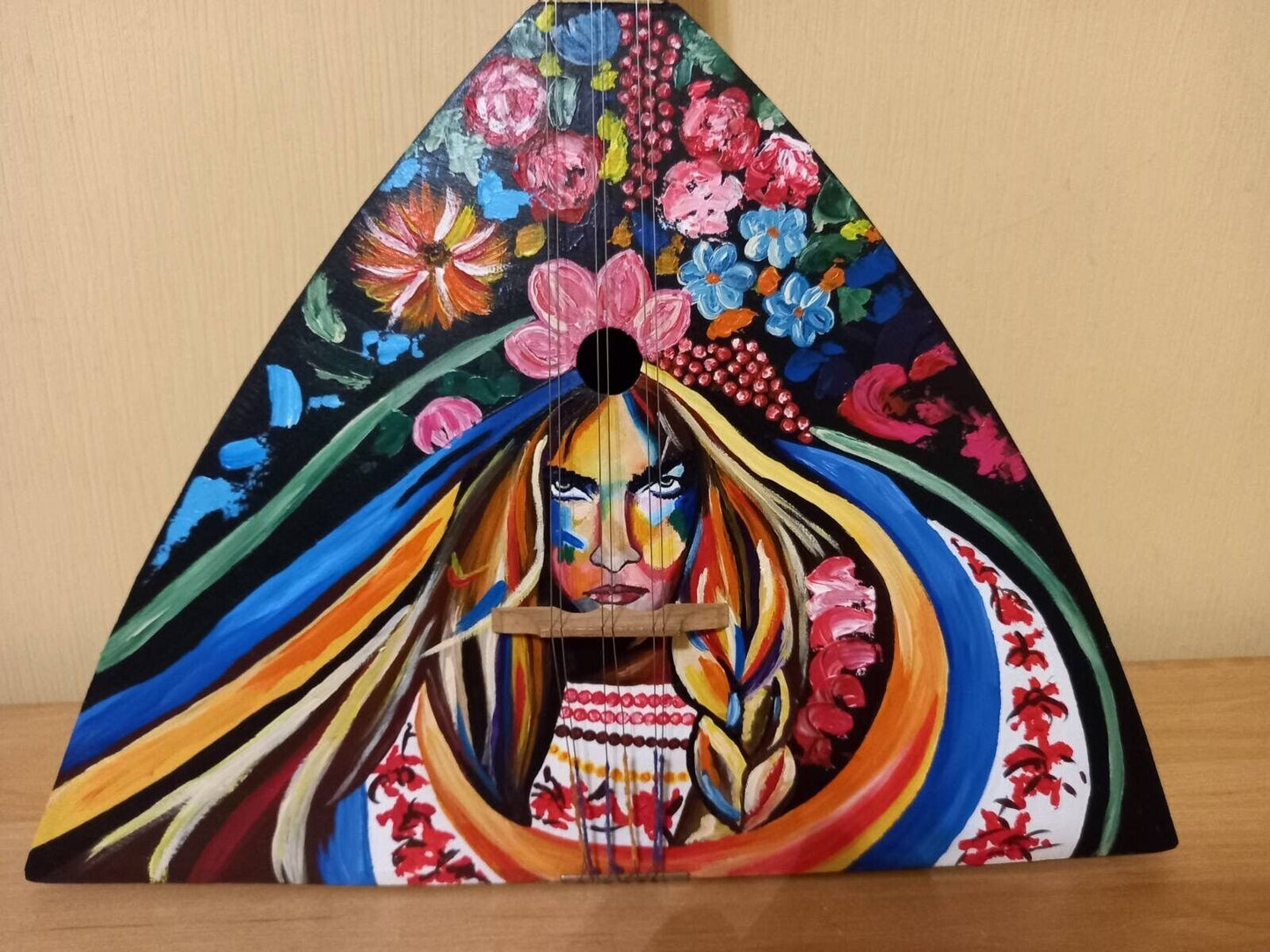 Balalayka Folk Instrument USSR Soviet Balalaika Hand Painted Ukrainian Vintage