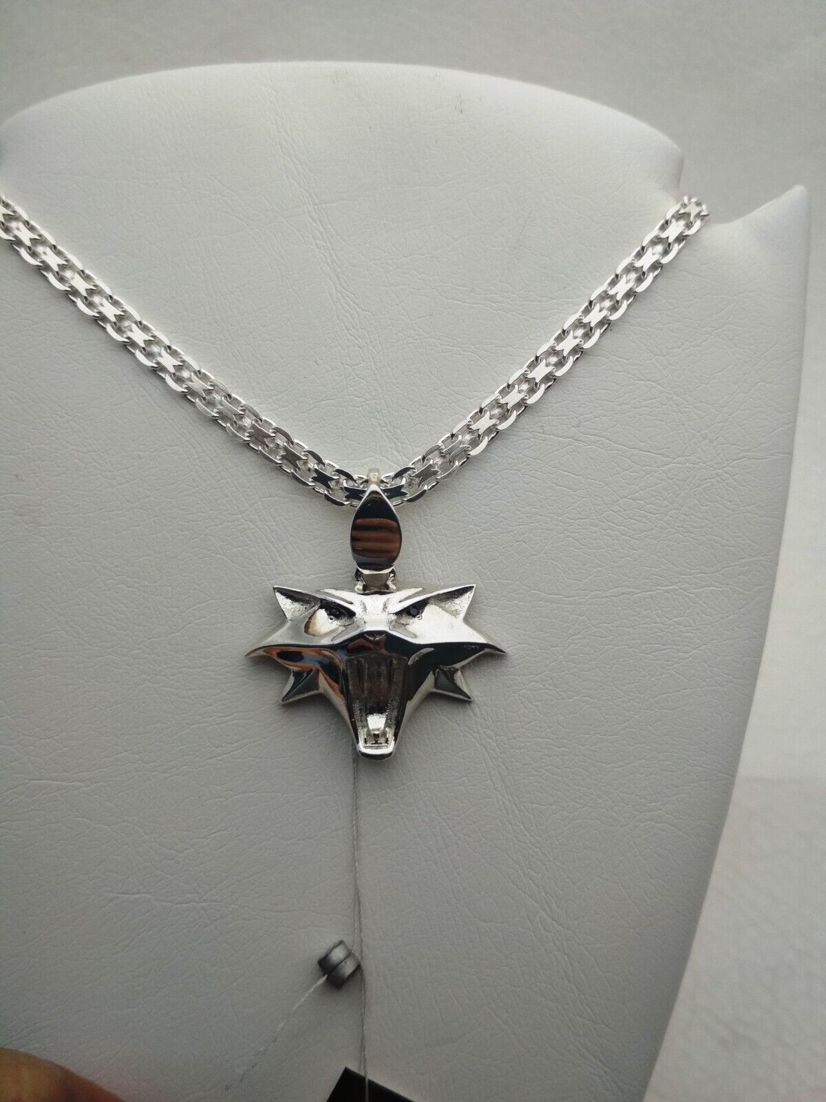 11 gr Men's Witcher White Wolf Gothic Medallion Necklace Pendant Silver 925 New