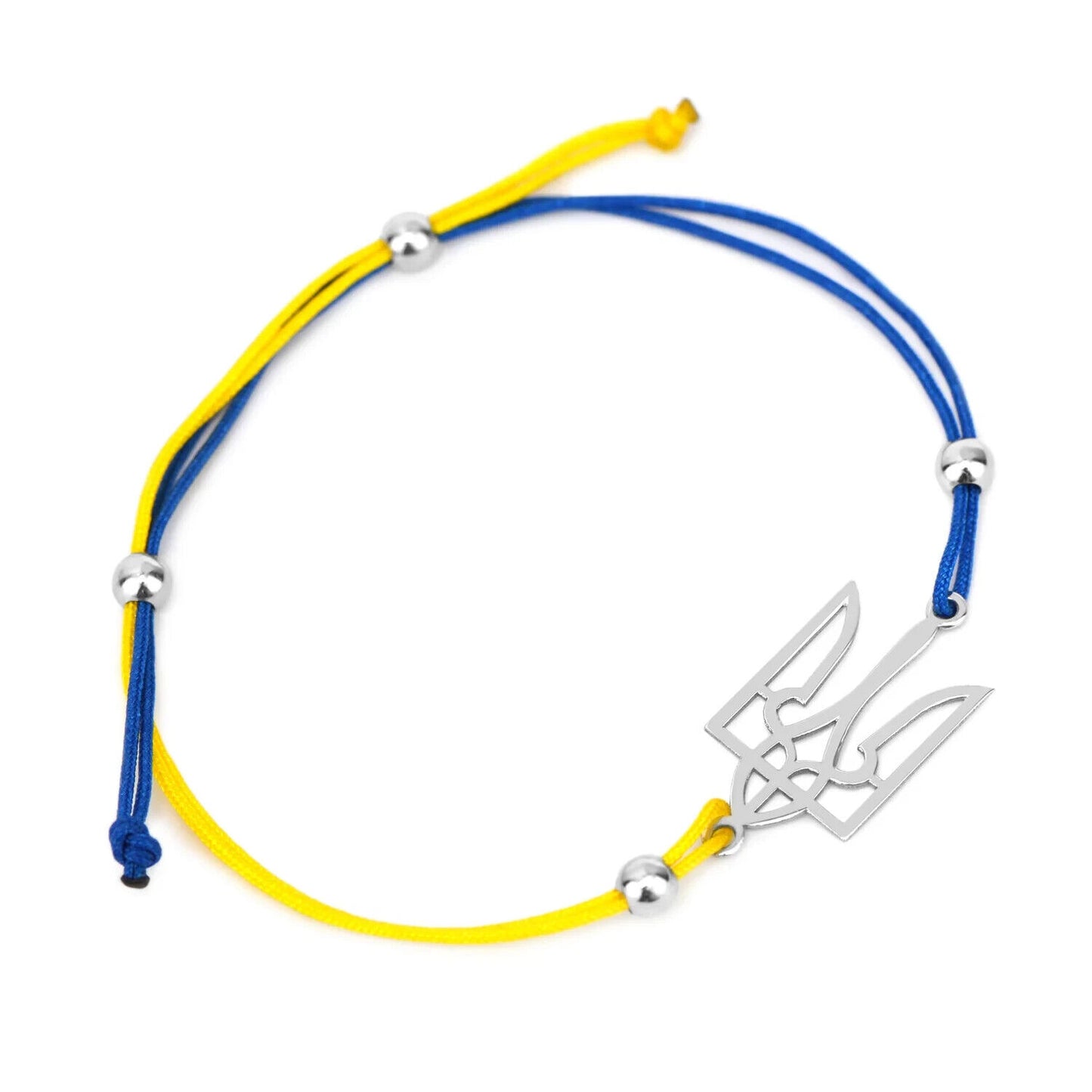 Silver 925 Bracelet Everything will be Ukraine + Yellow Blue Thread Все буде Укр
