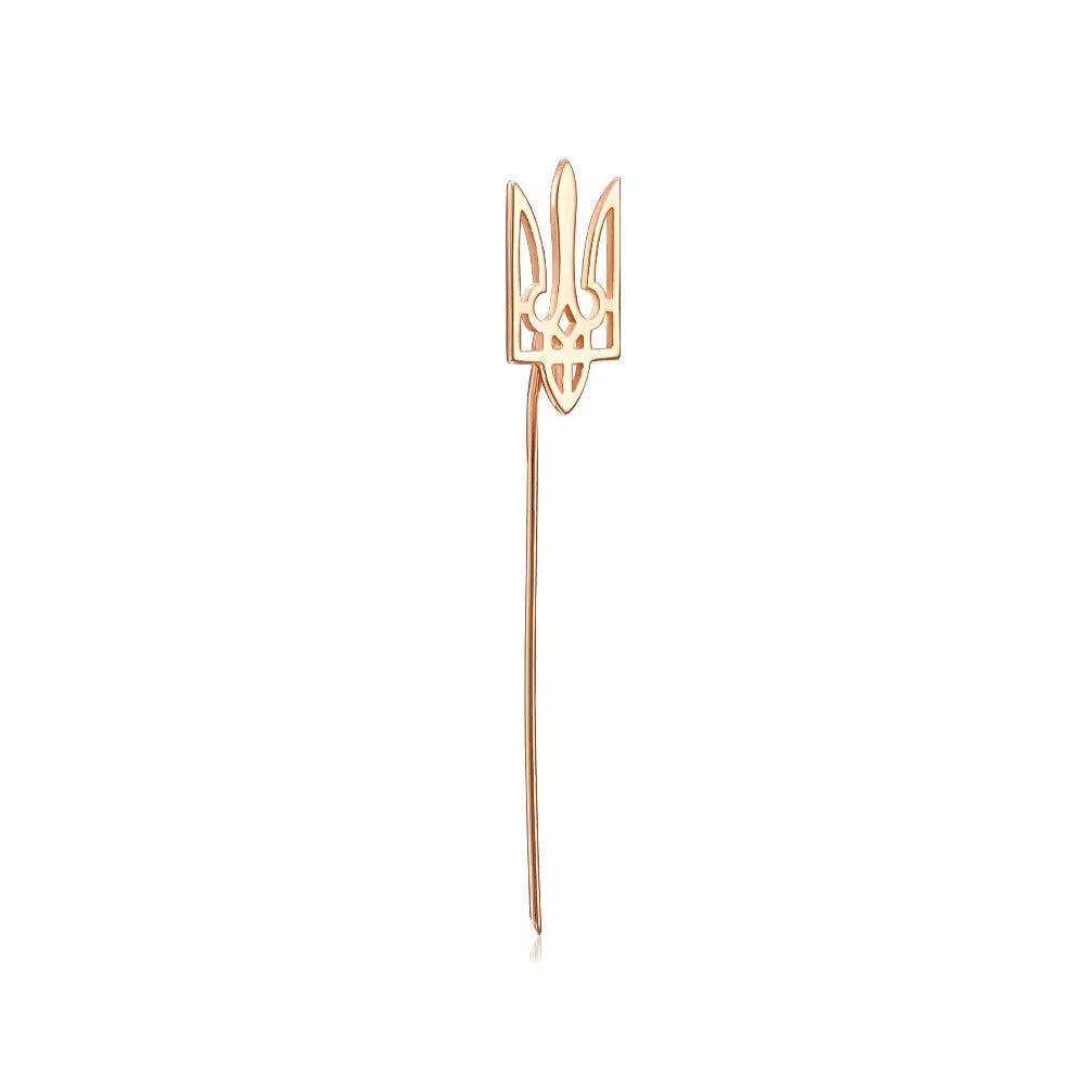 Hair Pin Brooch Ukrainian Trident Tryzub Ukraine Women Jewelry 14k gold (585)