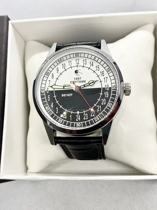 Raketa Watch 24h Mechanical Russian Mens Soviet Day Night Dial Sputnik Vintage