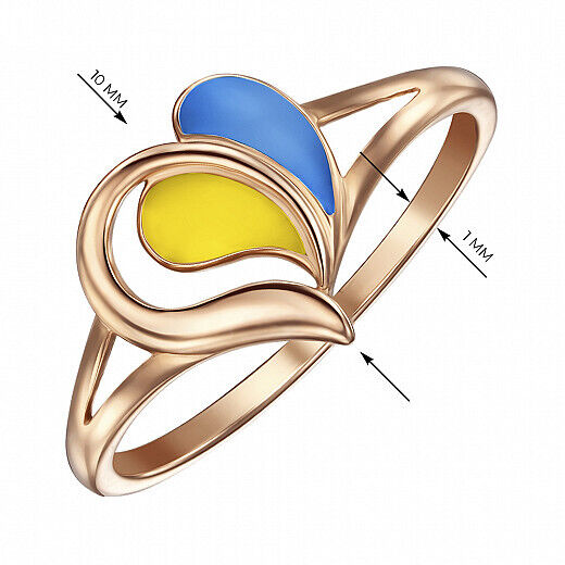 Ring Ukrainian Flag Ukraine Symbol Love Heart Jewelry UA Charm 14k gold (585)