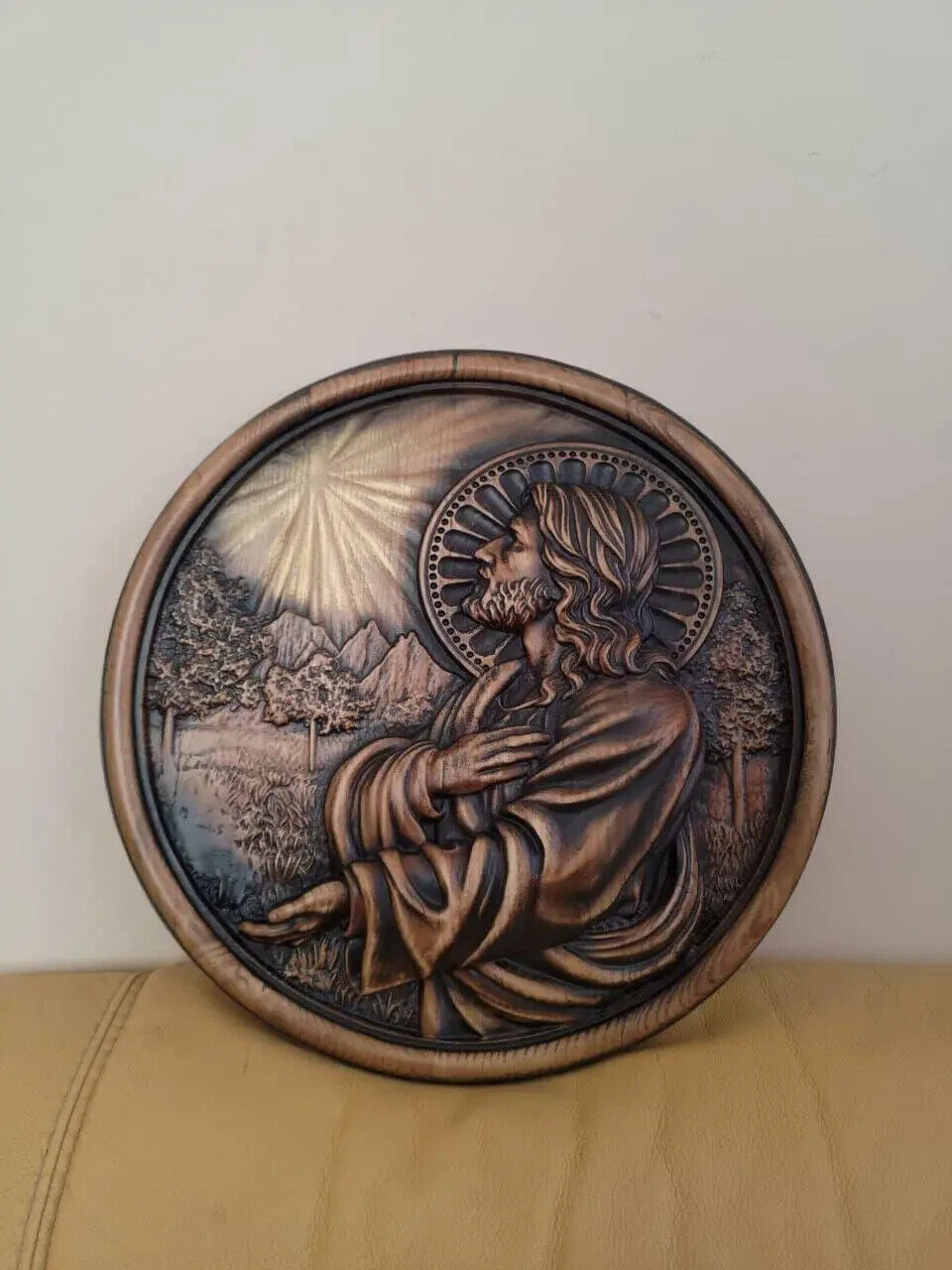 Icon Jesus Christ Prayer Wood Carving Picture 3D Orthodox Gift Panno Wall Decor