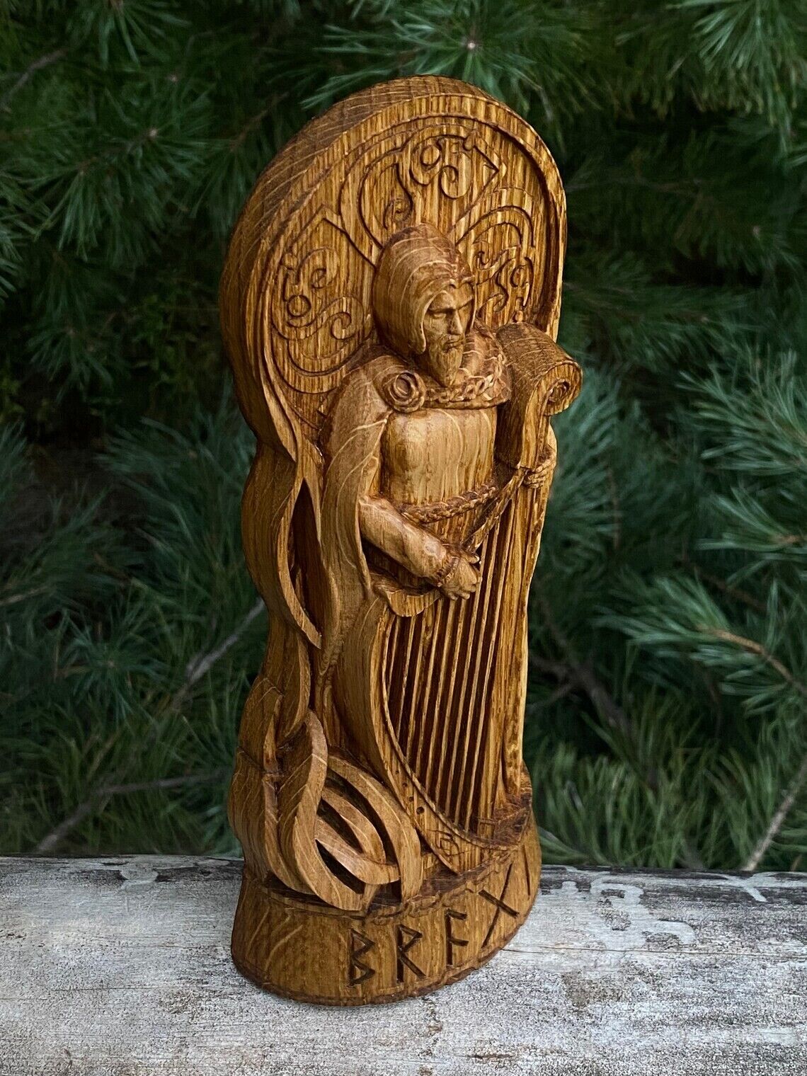 Bragi God Viking Wooden Carved Statue Pagan Pagan God Altar Sculpture Pantheon