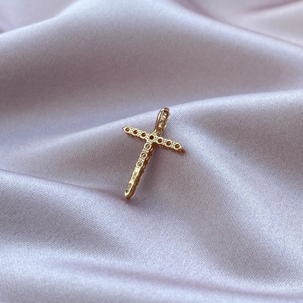 New Pendant Cross Orthodox Necklace Jewelry Charm Women Beauty 14k gold (585)