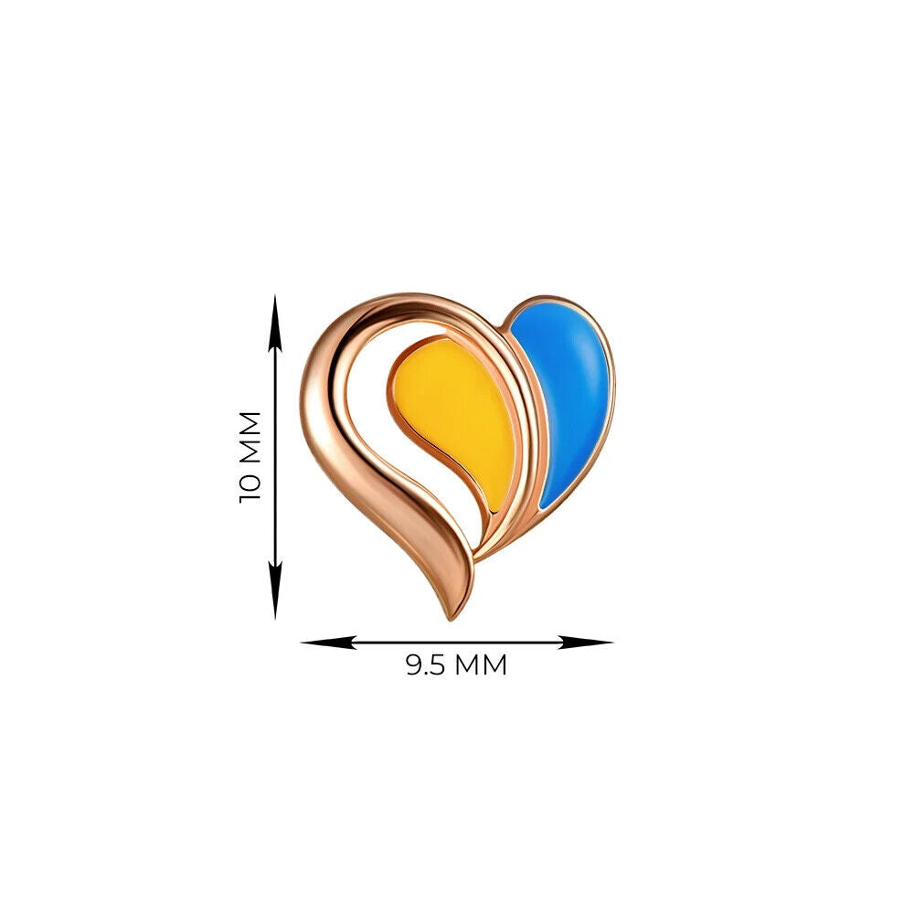 Women Earrings Ukrainian Flag Ukraine Heart Jewelry Charm Gift 14k gold (585)