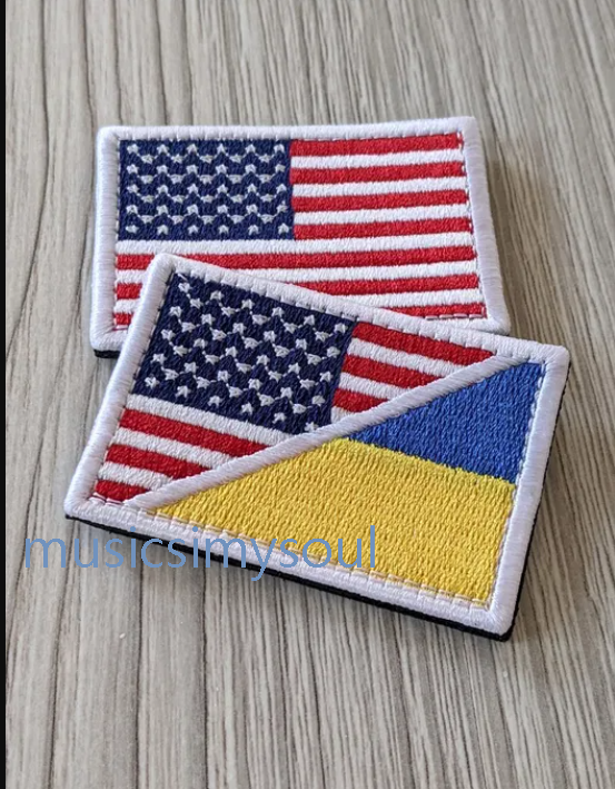 Lot of 2 - Ukraine Patch - Flag USA and Flag Ukraine