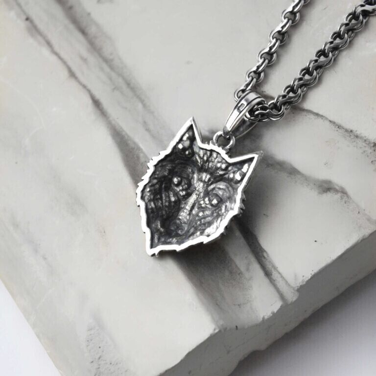 Wolf Silver 925 Pendant Necklace Excellent Charm