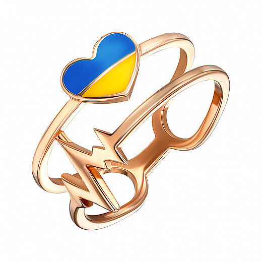 Ring Ukrainian Flag Ukraine Symbol Love Heart Jewelry Sizes Charm 14k gold (585)