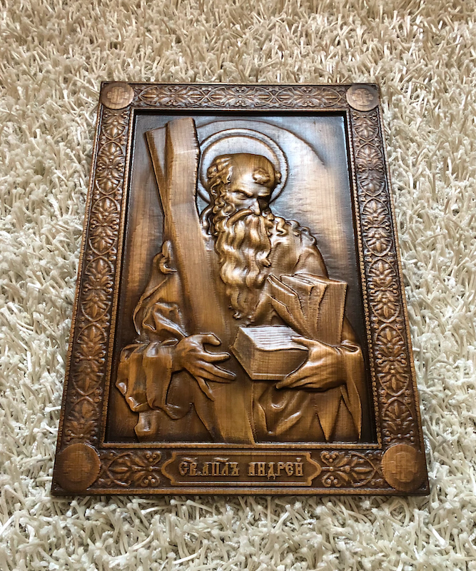15" Andrew the First-Cal - Orthodox Wooden Carved Icon Large god. Christian Gift