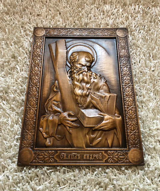 15" Andrew the First-Cal - Orthodox Wooden Carved Icon Large god. Christian Gift