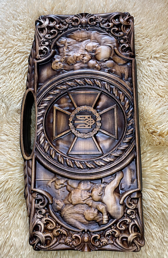 Handmade Backgammon "Armed Forces of Ukraine" – Handcrafted Ukrainian Wooden Backgammon Set (58x28cm / 22.8x11 inches)