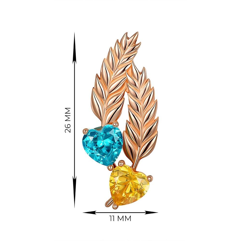 New Pendant Ukrainian Flag Feather Necklace Jewelry Charm 14k gold (585)