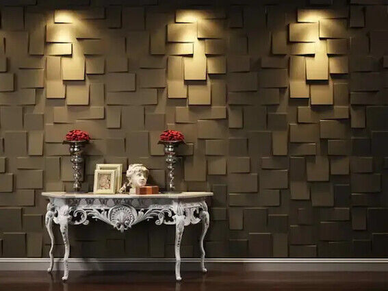 2pcs Panels Wall ABS Stone Art Plastic Mold Decor 3D Plaster Tile Form Design