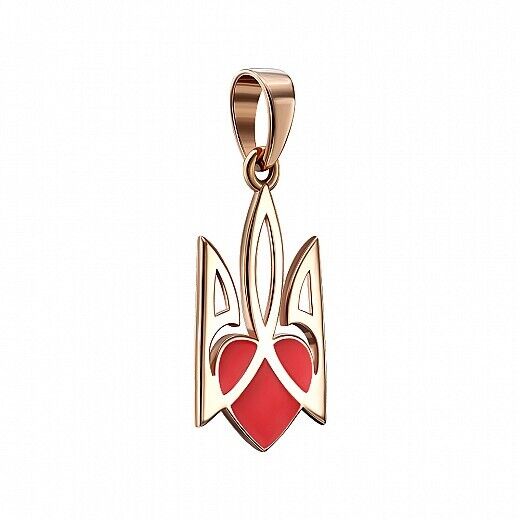 Pendant Ukrainian Heart Trident Ukraine UA Necklace Jewelry Charm 14k gold (585)