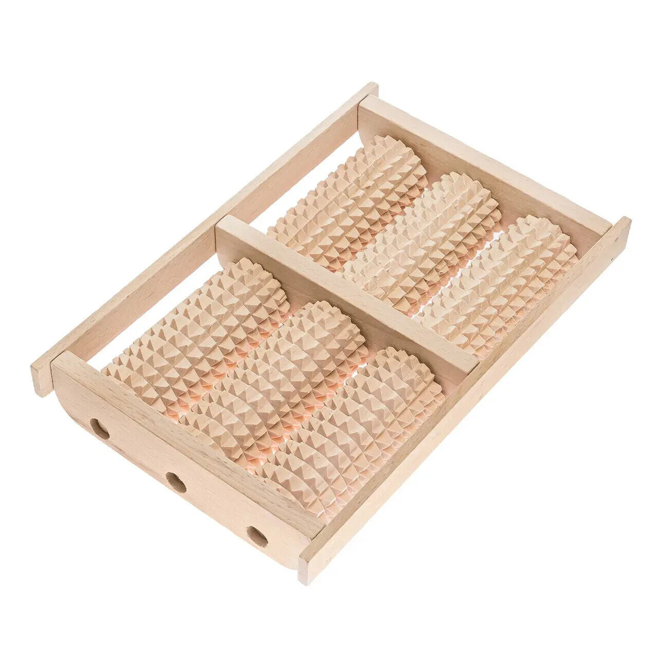 NEW Foot Massager Wooden Six Rolls notched for 6 rollers 28.5 x 18 x 5 cm