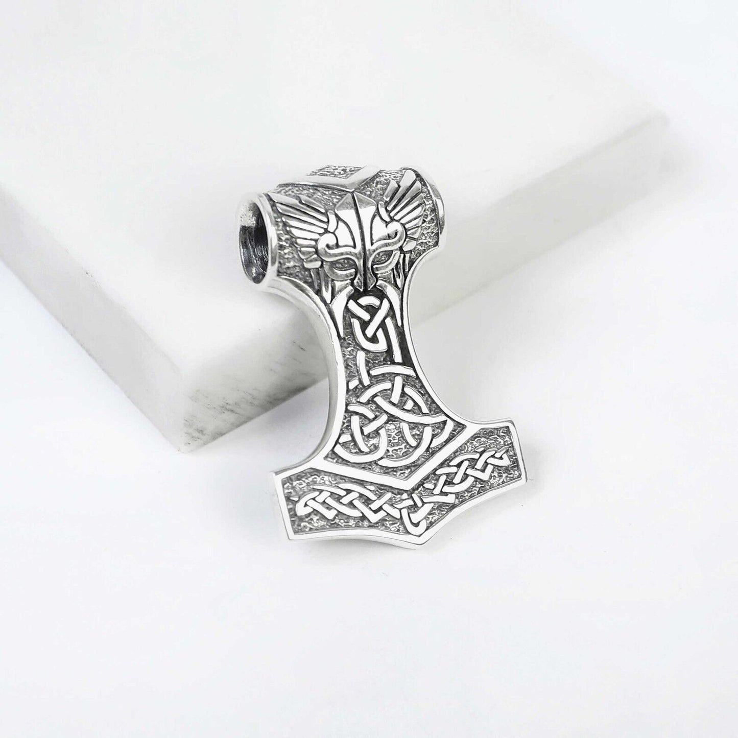Amulet Mjolnir Thor Hammer Silver 925 Pendant Viking Rune Futark Pendant
