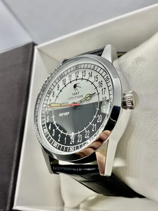 Raketa Watch 24h Mechanical Russian Mens Soviet Day Night Dial Sputnik Vintage