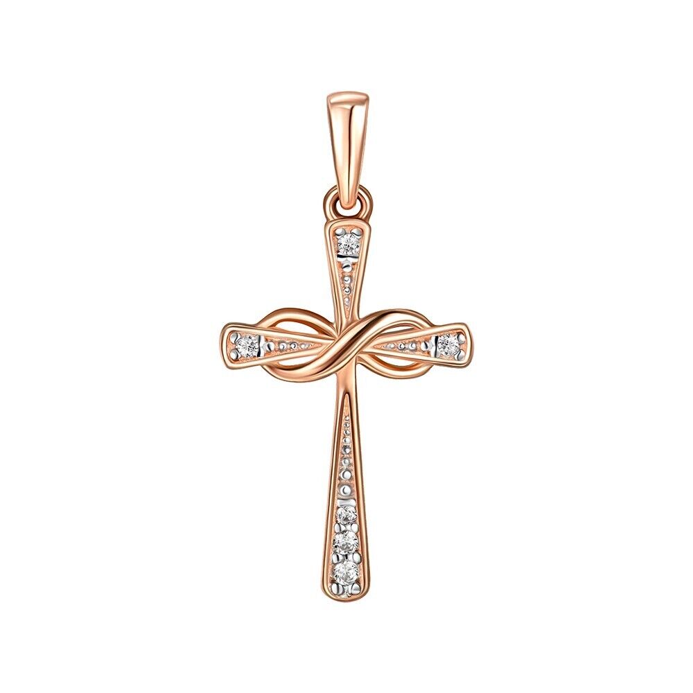 New Pendant Cross Orthodox Necklace Jewelry Beautiful Women Charm 14k gold (585)