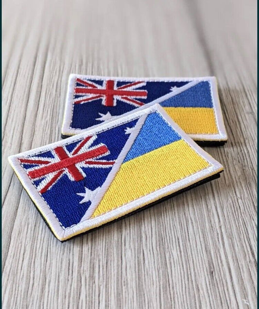 Lot of 2-Ukraine Patch -  ZSU - military Flag Ukraine+Flag Australia trend 2022