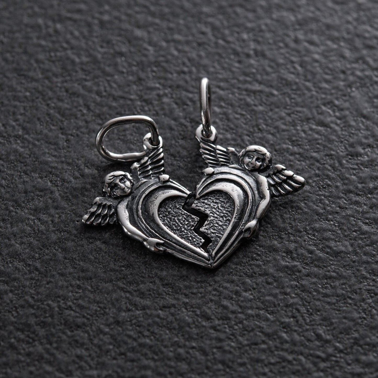 Pendant Heart Two Parts For Two Lovers Necklace Jewelry Silver 925 - I love you