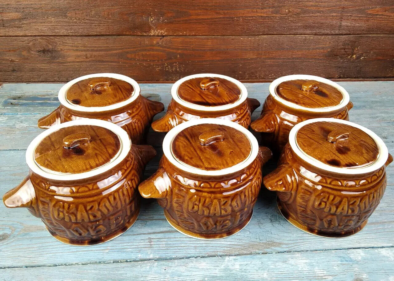 Baking Clay Pot w/ lid Stoneware Cookware Ceramic Honey Soup Fish Meat Potato