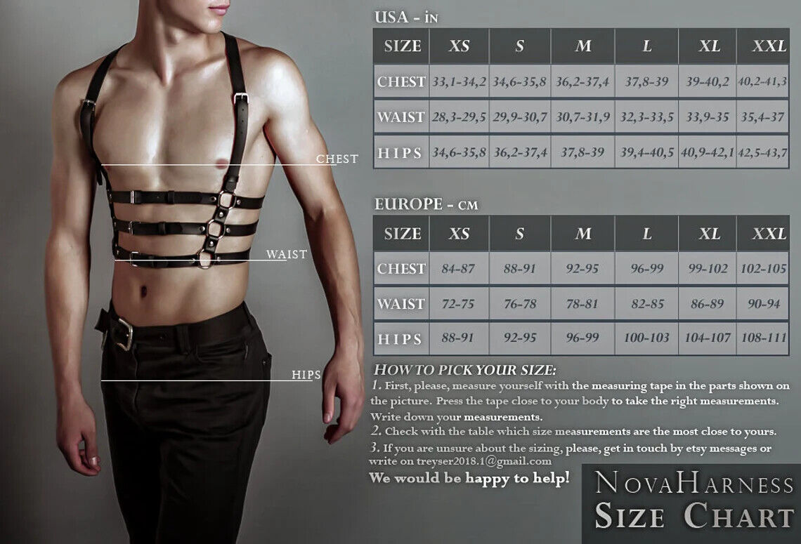 Leather Harness Men Black Rave Plus Size Man Custom