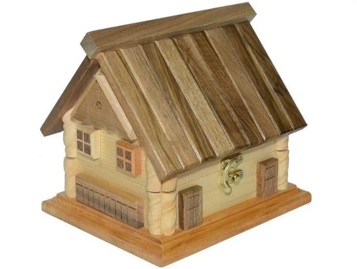 Excellent Chest House Wooden jewelry box/casket 20x16x18 cm (7.8 x 6.3 x 7") NEW
