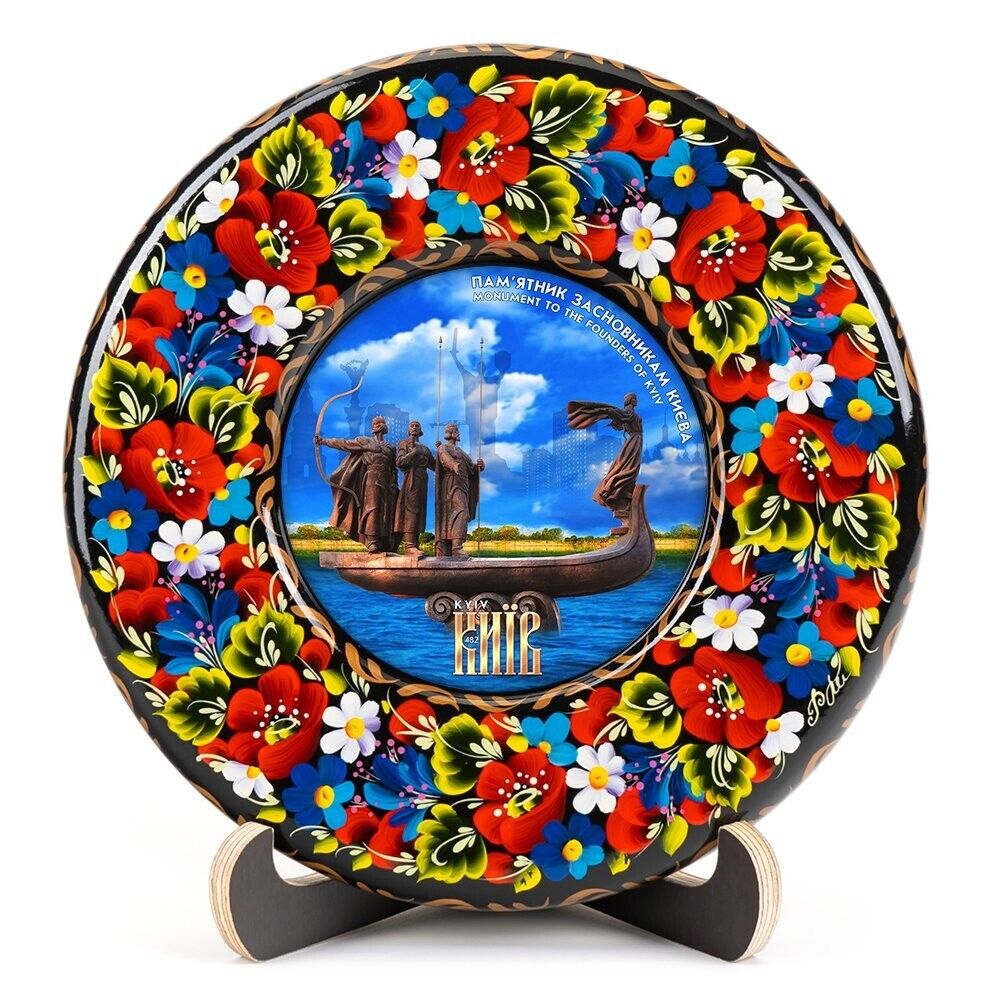 Decorative Plate Petrikovskaya painting Hand-painted Ukraine