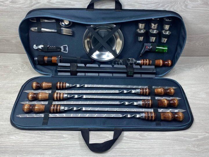Exclusive Handmade Camping set skewers BBQ Barbecue Grill soft case NEW GIFT