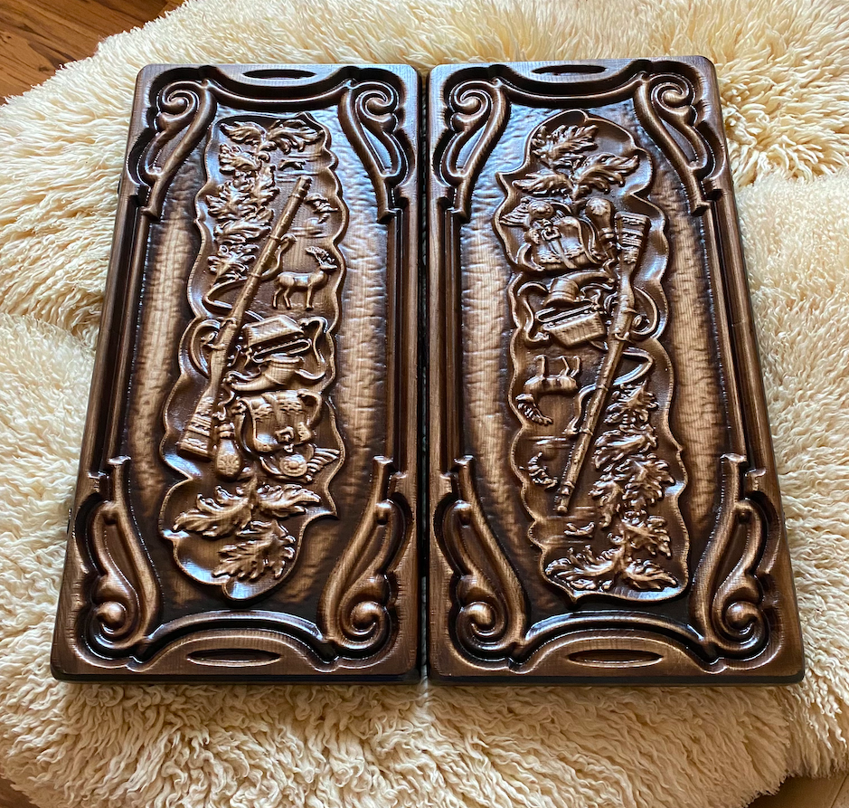 Artwork Backgammon "Hunting" – A Masterpiece of Handcrafted Elegance (58x28cm / 22.8x11 inches)