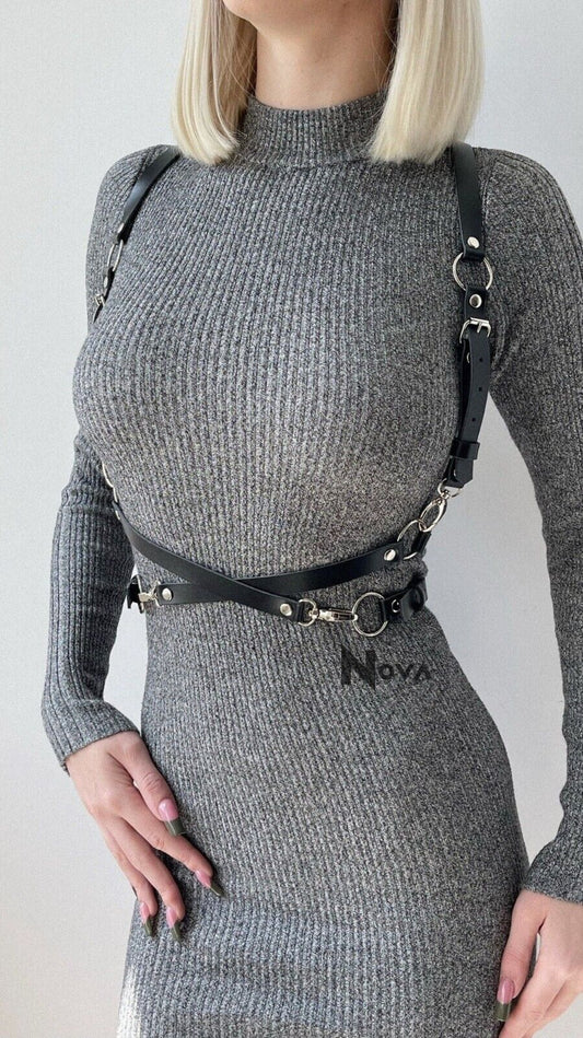 Leather Chest Harness Waist Under Bust Simple Top Rave Women Cage Bra