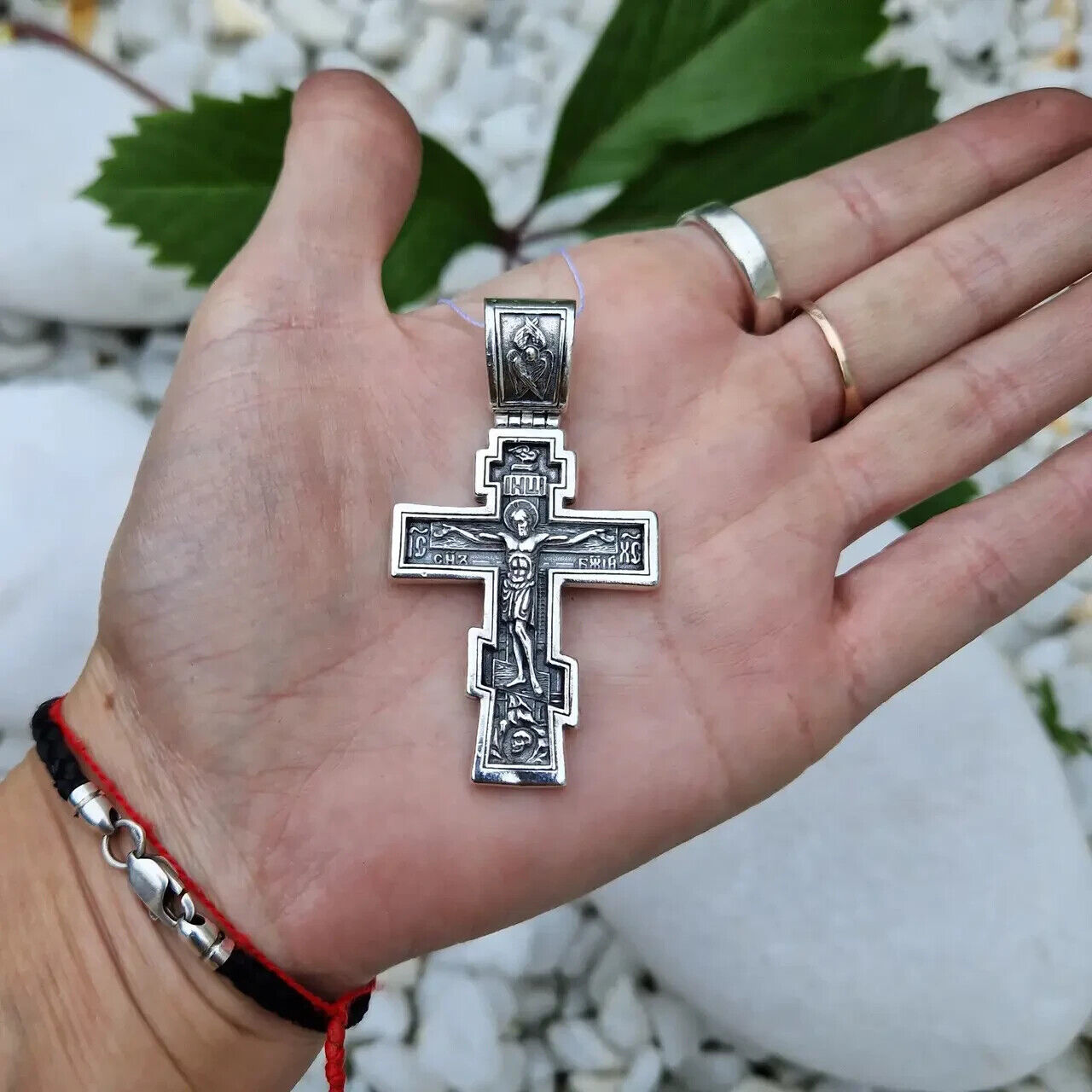 New Pendant Cross Jesus Christ Crucifix Orthodox Necklac Sterling 925 Silver Men