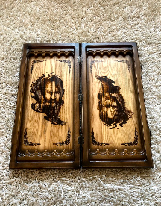 Artwork Backgammon "Ukraine Kozak" Cossack – A Handcrafted Tribute to Heritage and Strategy (58x28cm / 22.8x11 inches)