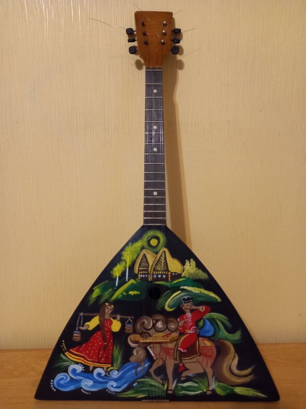 Balalayka Folk Instrument USSR Soviet Balalaika Hand Painted Vintage
