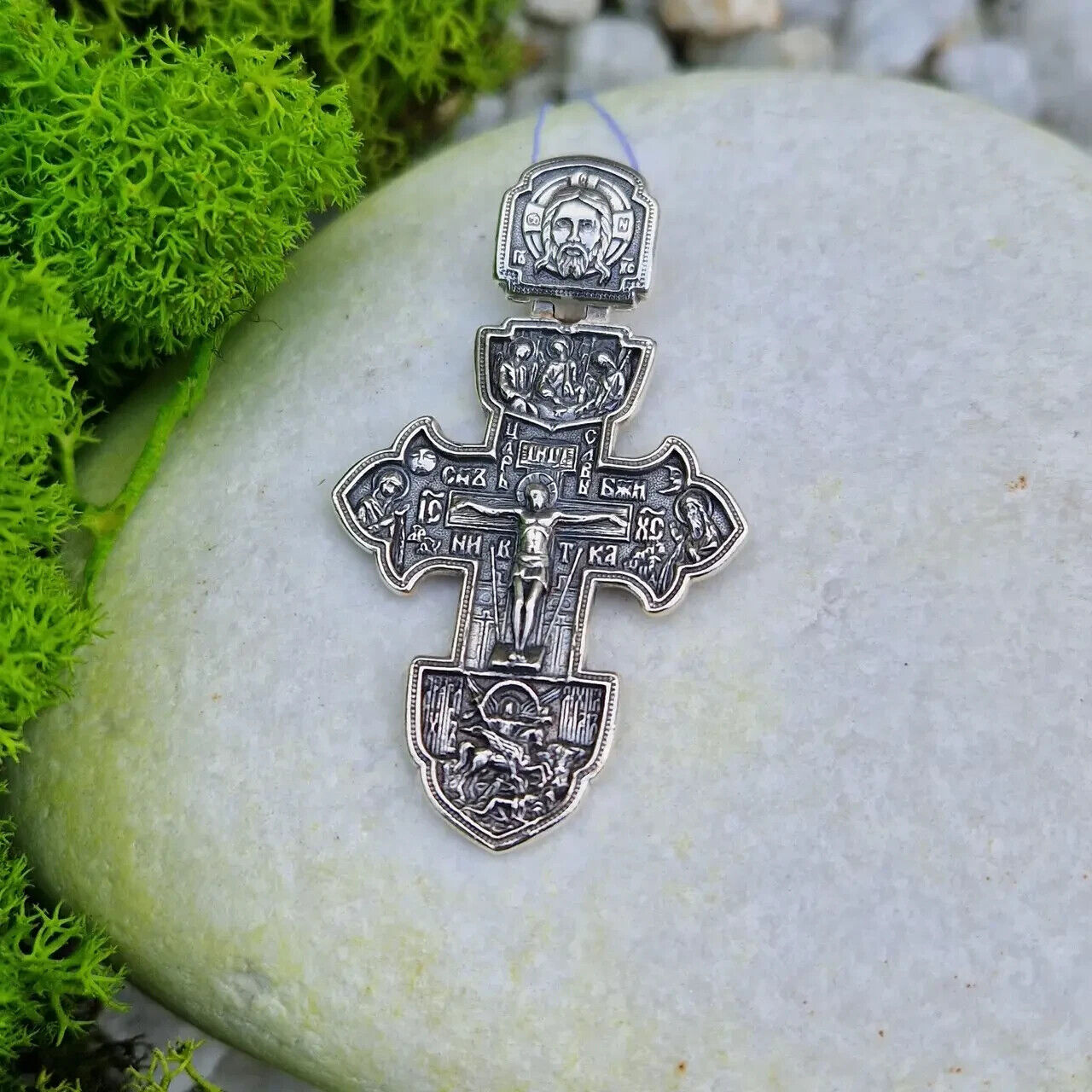 New Pendant Cross Jesus Christ Crucifix Orthodox Necklac Sterling 925 Silver Men